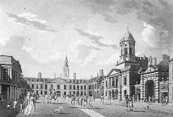 The Great Court Yard Dublin Castle 1792 Oil Painting by James Malton