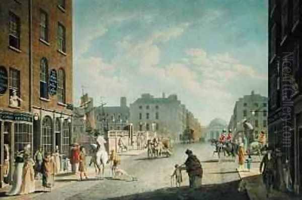 Capel Street with the Royal Exchange Dublin 1800 Oil Painting by James Malton