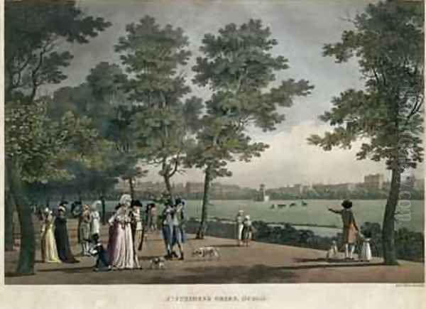 St Stephens Green Dublin from a set of twenty views of Dublin 1796 Oil Painting by James Malton