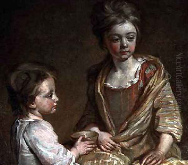 Portrait of Two of the Artists Children Oil Painting by Sir John Baptist de Medina