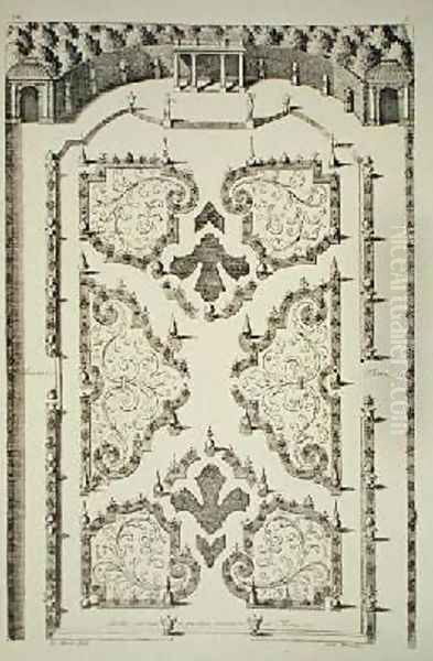 Garden divided by four parterres and terraces Oil Painting by Daniel the Elder Marot