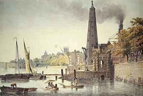 York Buildings looking towards Westminster with a View of the Water Tower Oil Painting by James Peller Malcolm