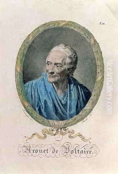 Francois Marie Arouet de Voltaire 1694-1778 Oil Painting by Jean Baptiste Mauzaisse