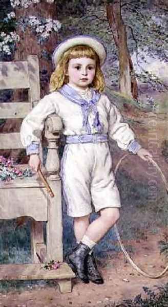 Boy with a Hoop 1875 Oil Painting by John Collingham Moore