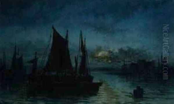 Off Southend on the Midway Oil Painting by Thomas Mortimer