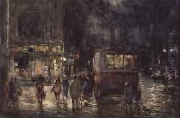 The Picture House A Rainy Night Kendal Oil Painting by William Manners