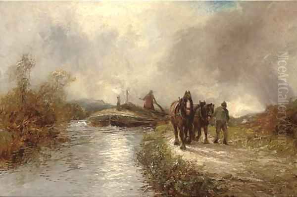 On the tow path, the Manchester Ship Canal Oil Painting by William Manners