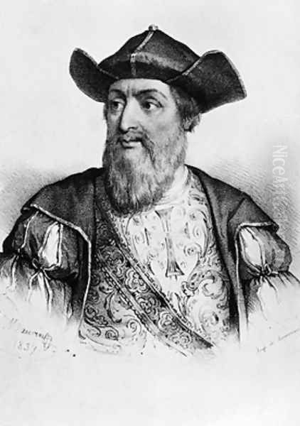 Portrait of Vasco da Gama 1469-1524 Oil Painting by Antoine Maurin