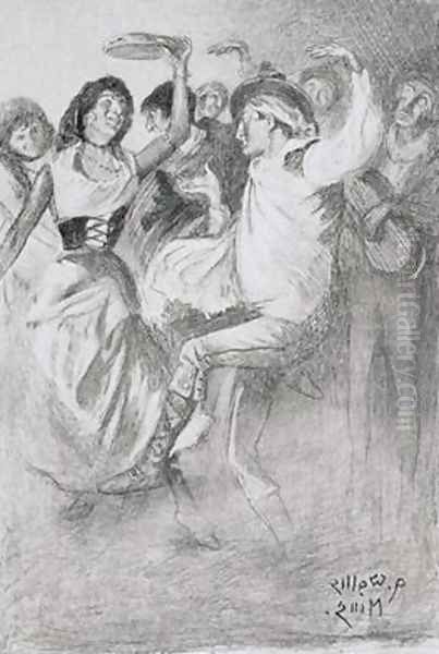 Gypsy Marriage Dance from The Zincali by George Barrow 1803-81 Oil Painting by Arthur Wallis Mills