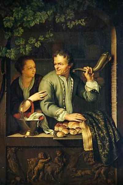 The Baker Oil Painting by Frans van the Younger Mieris