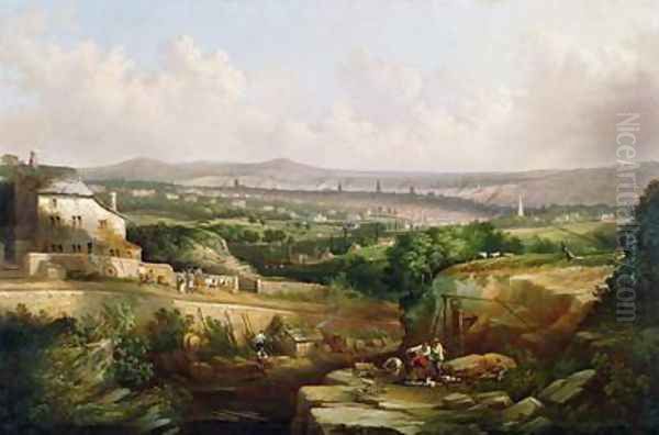 A View of Sheffield from Psalter Lane 1850 Oil Painting by J. McIntyre