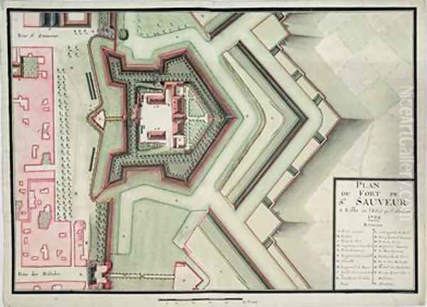 Fort of Saint-Sauveur Lille in 1728 from Traite de Fortifications Oil Painting by Claude Masse