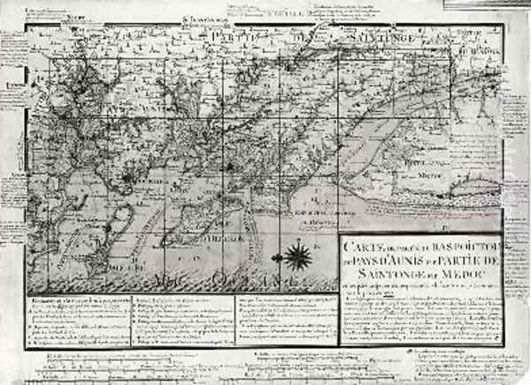 Map of Bas Poitou Pays dAunis Saintonge and Medoc from Recueil des Plans de Saintonge Oil Painting by Claude Masse