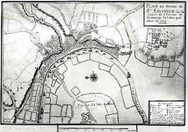 Map of Saint-Savinien on the Charente River in 1713 from Recueil des Plans de Saintonge Oil Painting by Claude Masse