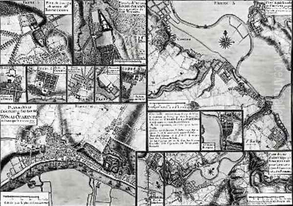 Map of the towns and chateaux situated along the Charente River in 1714 from Recueil des Plans de Saintonge Oil Painting by Claude Masse