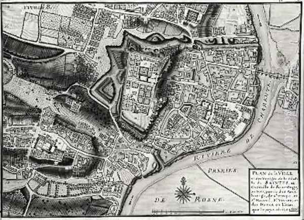 Atlas 131 F fol8 Map of Saintes capital of Saintonge from Receuil des Plans de Saintonge 1716 Oil Painting by Claude Masse