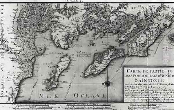 Map of Bas Poitou Pays dAunis and Saintonge from Recueil des Plans du Bas Poitou et de lAunis Oil Painting by Claude Masse