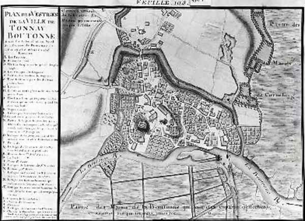 Map of the town of Tonnay-Boutonne from Recueil des Plans de Saintonge Oil Painting by Claude Masse