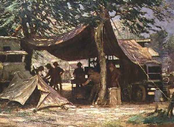 The Motor Transport Repair Workshop South Africa 1917 Oil Painting by James Hamilton Mackenzie