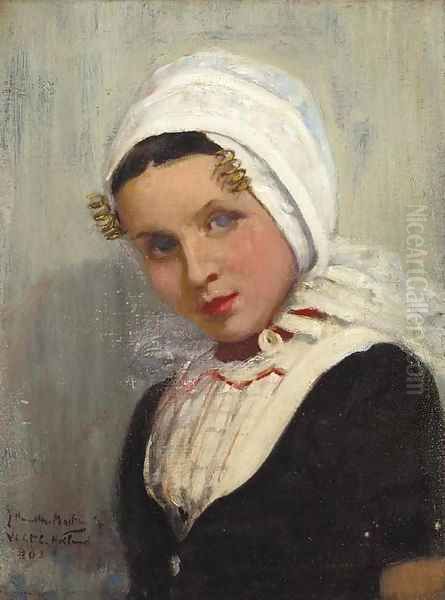 A Dutch girl in national costume Oil Painting by James Hamilton Mackenzie