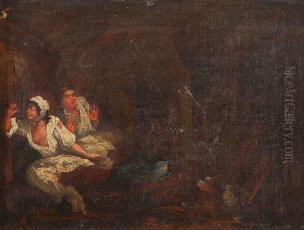 The Broken Bed Oil Painting by William Hogarth