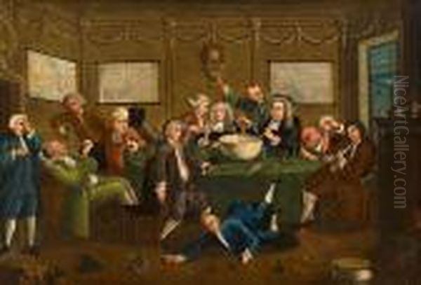 A Midnight Modernconversation Oil Painting by William Hogarth