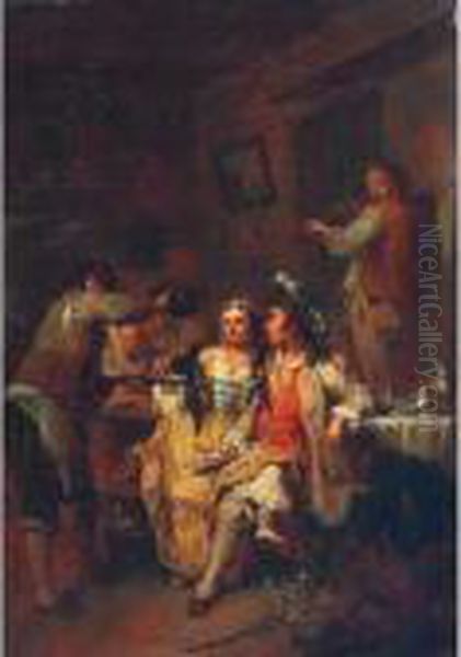 Tavern Interior Oil Painting by William Hogarth