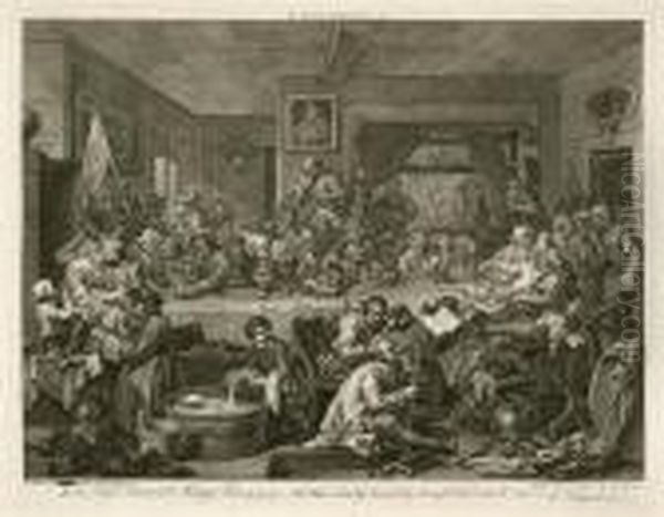 Four Prints Of An Election Oil Painting by William Hogarth