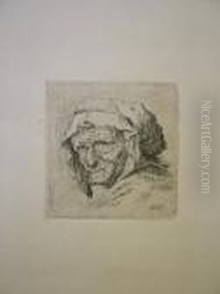 Study Of An Old Woman Oil Painting by William Hogarth