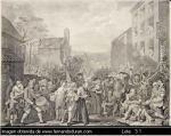 La Marcha De Los Soldados Hacia Escocia Oil Painting by William Hogarth