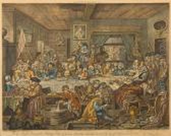 An Election Entertainment Plate 1 Oil Painting by William Hogarth