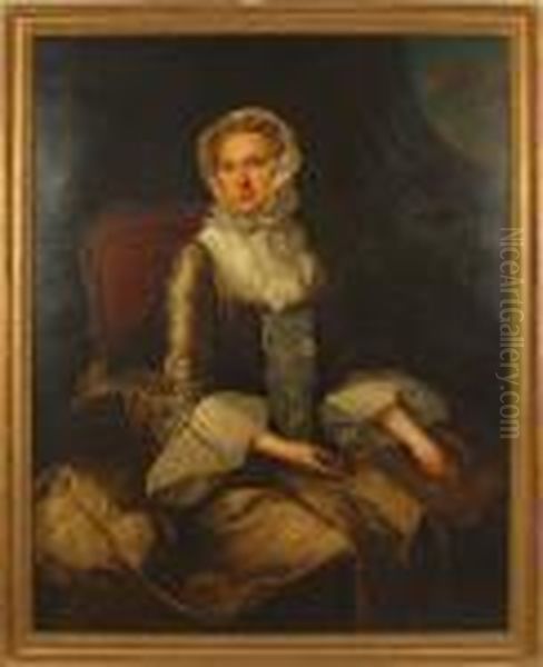 Three Quarter Lengthportrait Of Lady Charlotte Finch Oil Painting by William Hogarth