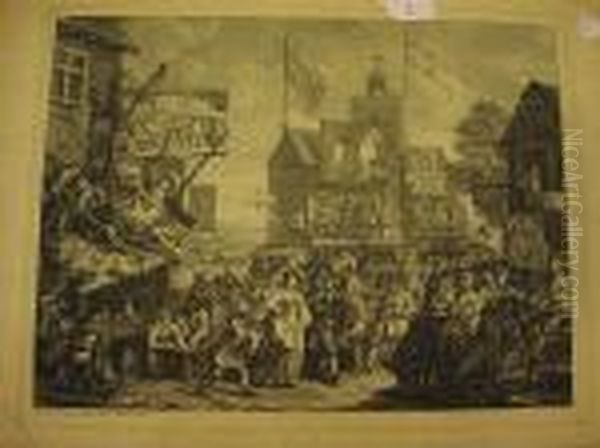 Southwark Fair Oil Painting by William Hogarth