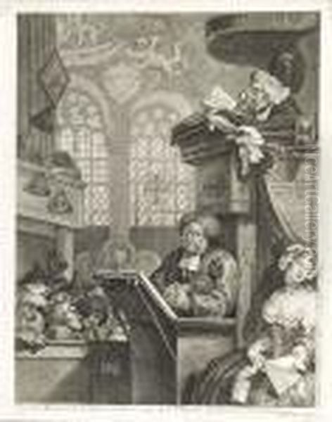 The Sleeping Congregation. Oil Painting by William Hogarth