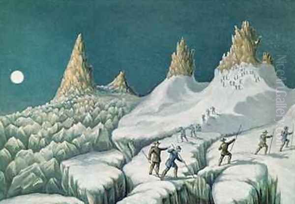 Departure from the Great Mulets The Arrival at the Summit The Ascent of Mont Blanc by Albert Smith Oil Painting by MacGregor, J. J.