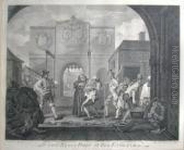 'of The Roast Beef Of England' 
And 'the Distressed Poet', Engravings, 39cm X 45.5cm, Framed Oil Painting by William Hogarth