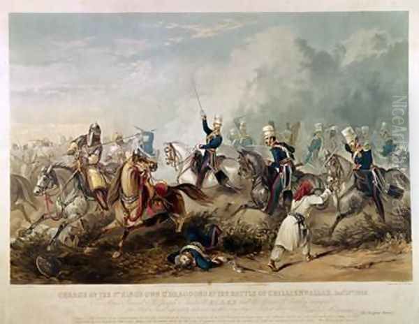 Charge of the Kings Own Light Dragoons at the Battle of Chillianwala on 13th January Oil Painting by Henry Martens