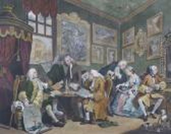 Marriage A La Mode (a Group Of Six Prints) Oil Painting by William Hogarth