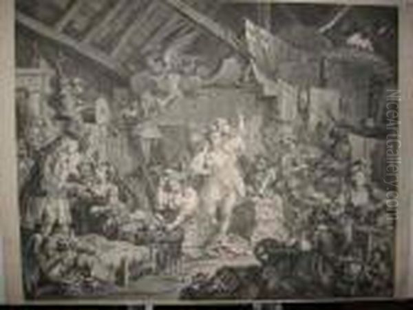 Strolling Actresses Dressing In A Barn Oil Painting by William Hogarth