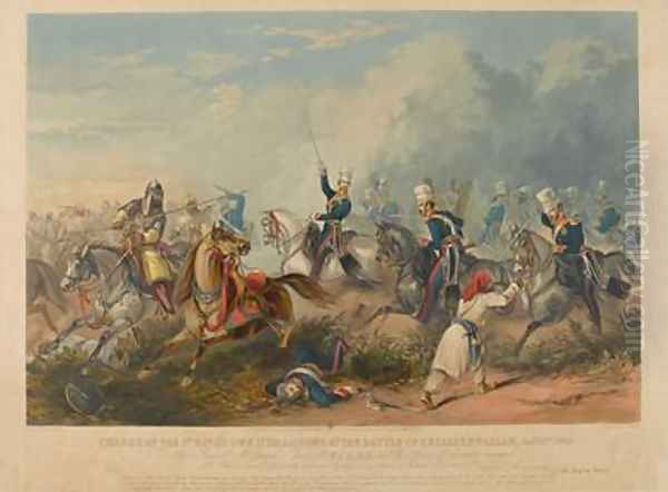 Charge of the 3rd Kings Own Light Dragoons at the Battle of Chillianwala on the 13th of January Oil Painting by Henry Martens