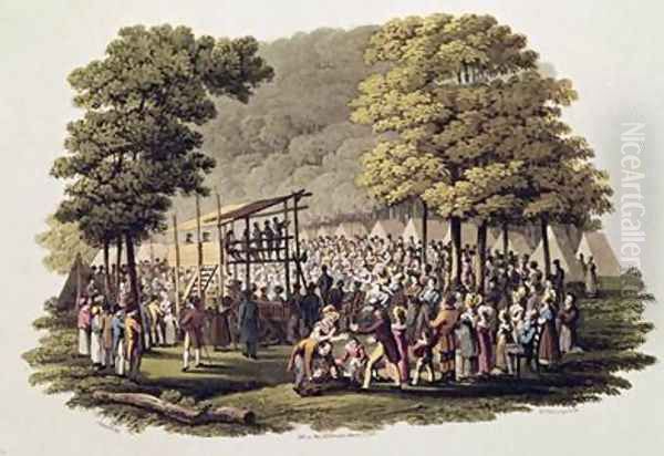 Camp Meeting of the Methodists in North America 2 Oil Painting by Milbert, Jacques