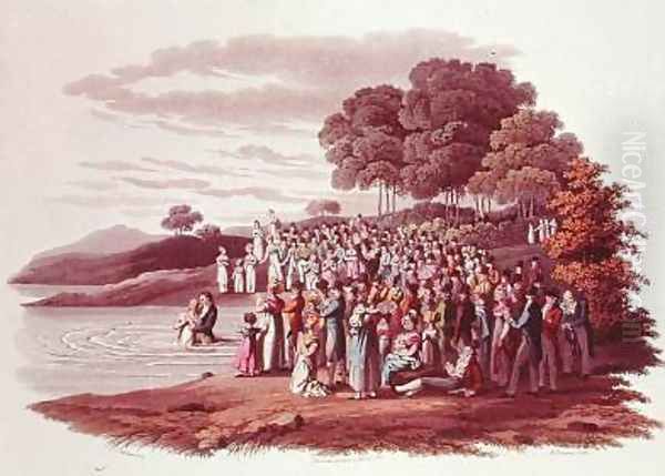 Anabaptist ceremony in North America Oil Painting by Milbert, Jacques