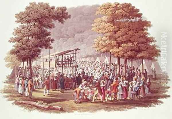 Camp Meeting of the Methodists in North America Oil Painting by Milbert, Jacques