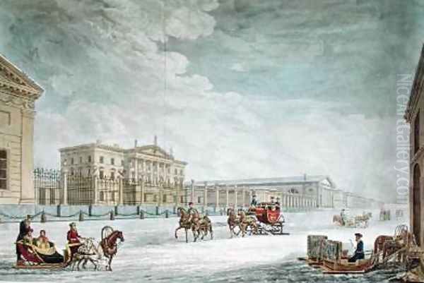 View of the Imperial Bank and the Shops at St Petersburg 2 Oil Painting by Mornay