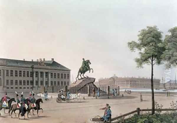 View of the Place of Peter the Great and the Senate House at St Petersburg Oil Painting by Mornay