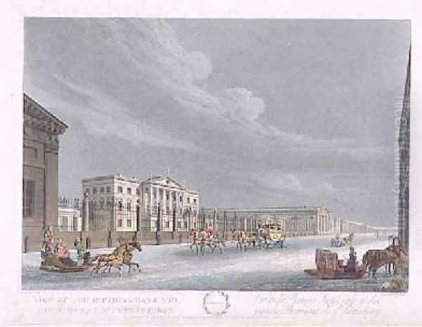 View of the Imperial Bank and the Shops at St Petersburg Oil Painting by Mornay