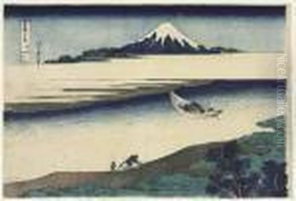 Bushu Tamagawa (the Tama River In Musashi Province) Oil Painting by Katsushika Hokusai