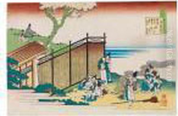 Onakatomi No Yoshinobuason, De La Serie Hyakunin Isshu Ubaga Etoki Oil Painting by Katsushika Hokusai