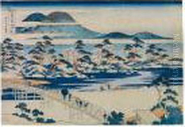 Yamashiro Arashiyamatogetsukyo, De La Serie Shokoku Meisho Kiran Oil Painting by Katsushika Hokusai