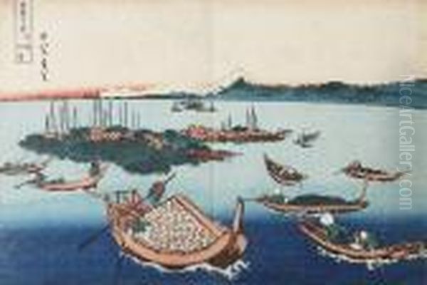 Latere Druk Met Gewijzigd Kleurpatroon (eerste Drukken Volledig Inblauwtinten) Oil Painting by Katsushika Hokusai